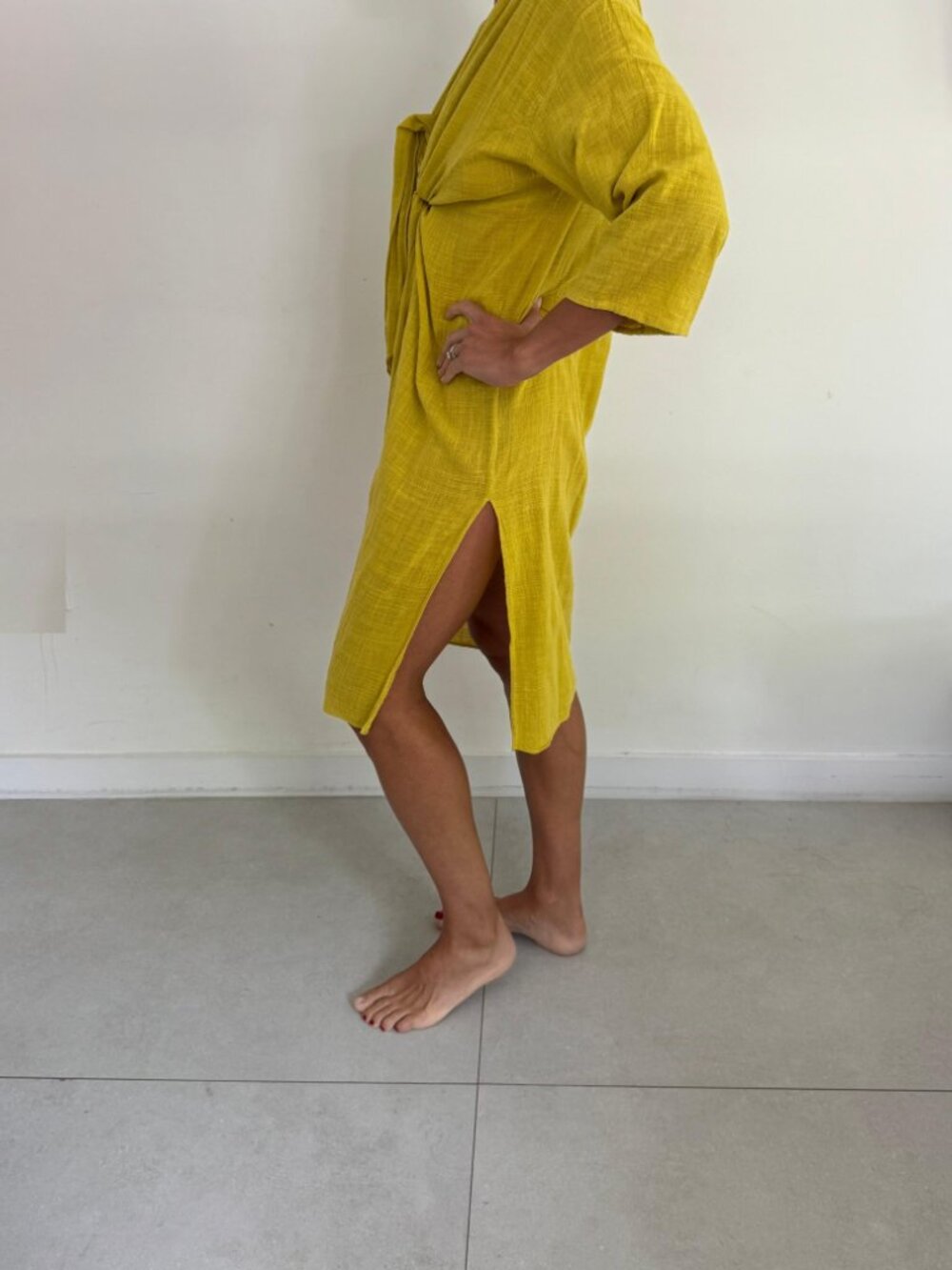 Zara Mustard Tie-Waist Beach Cover-Up Dress S-M